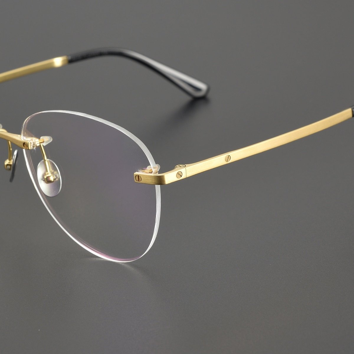 Retro Rimless Round Titanium Eyeglasses in Silver & Gold | Lightweight Aviator - Style Frame – CT0254O - HP eyeglasses