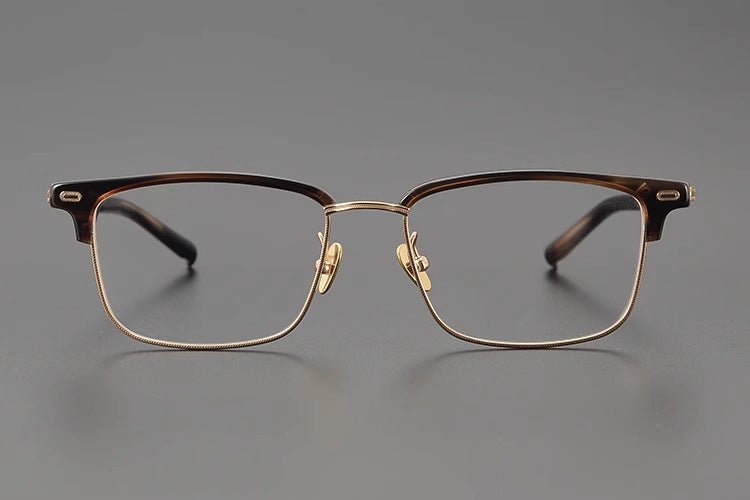 Retro Square Browline Glasses for Men & Women – Ultra - Light Pure Titanium Eyewear Frame | Handcrafted Black Browline Design - HP eyeglasses