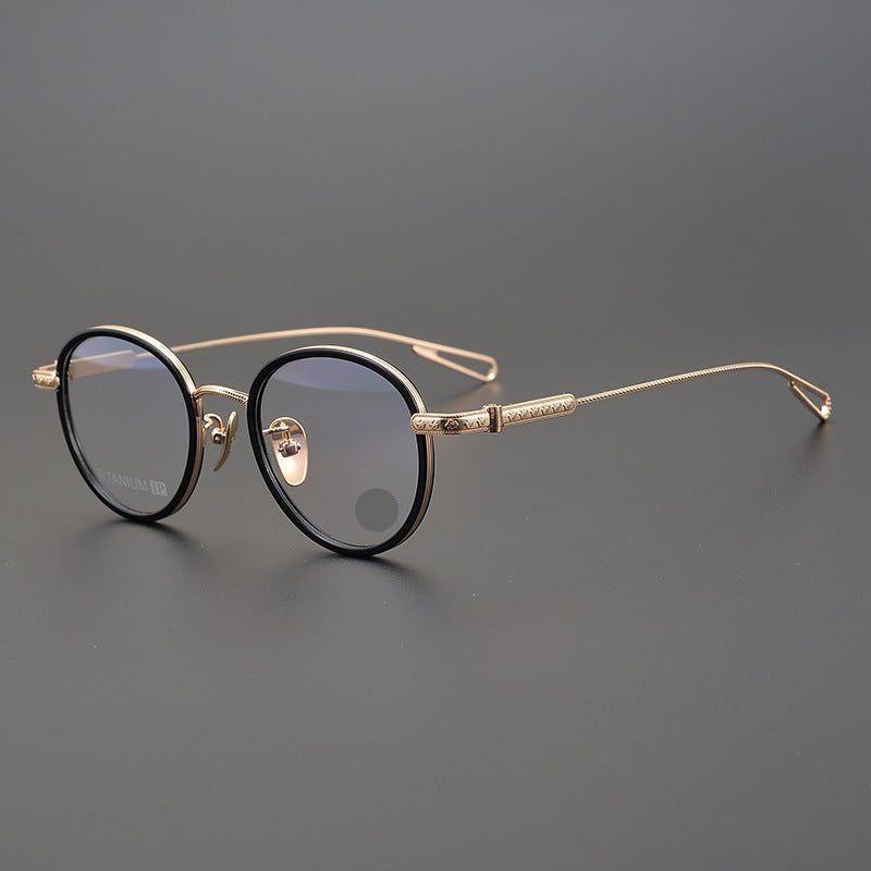 SEXCEL Handmade Vintage Round Glasses – Gothic Titanium Full Frame (47mm) - HP eyeglasses
