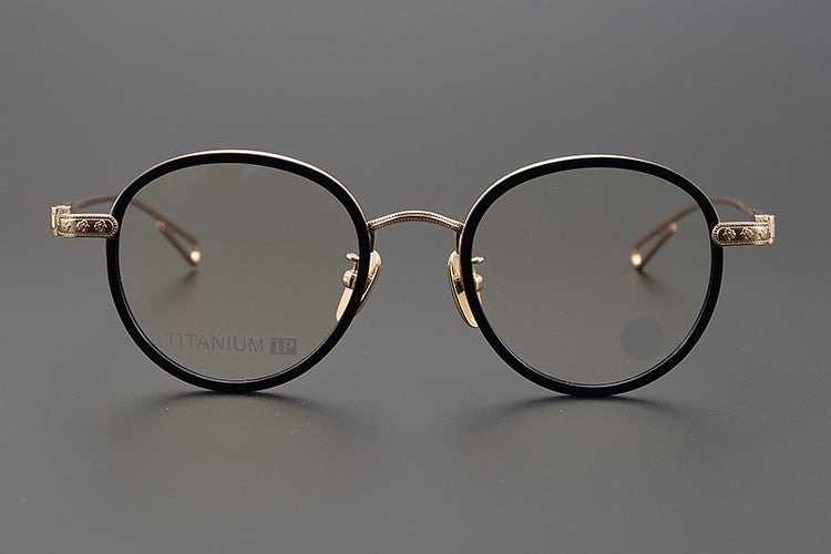 SEXCEL Handmade Vintage Round Glasses – Gothic Titanium Full Frame (47mm) - HP eyeglasses