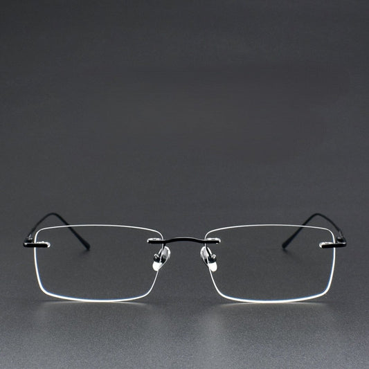 Slim Rectangle Rimless Glasses | Ultra-Light Pure Titanium Gold Prescription Frame for Men & Women 52023 - HP eyeglasses