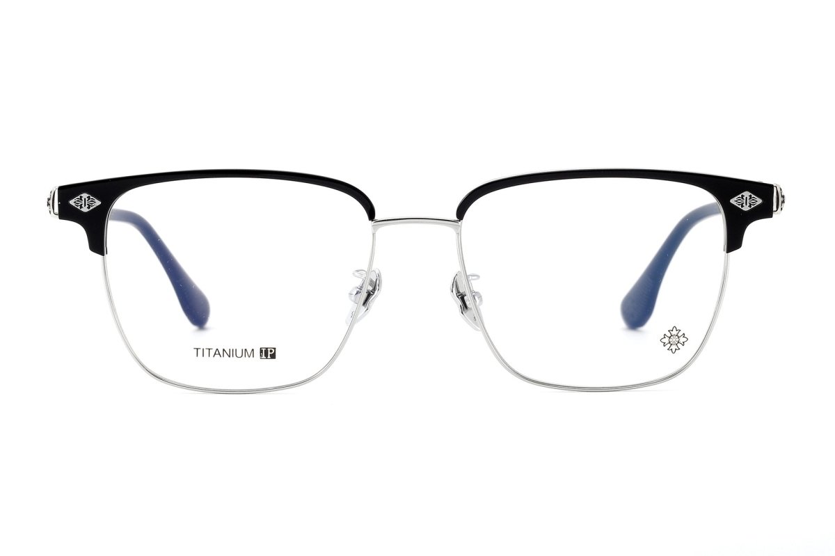 Square Browline Glasses Titanium Half Rim Eyeglasses Frame Browline Prescription Glasses for Men Women Business Optical Frame CH5526 - HP eyeglasses