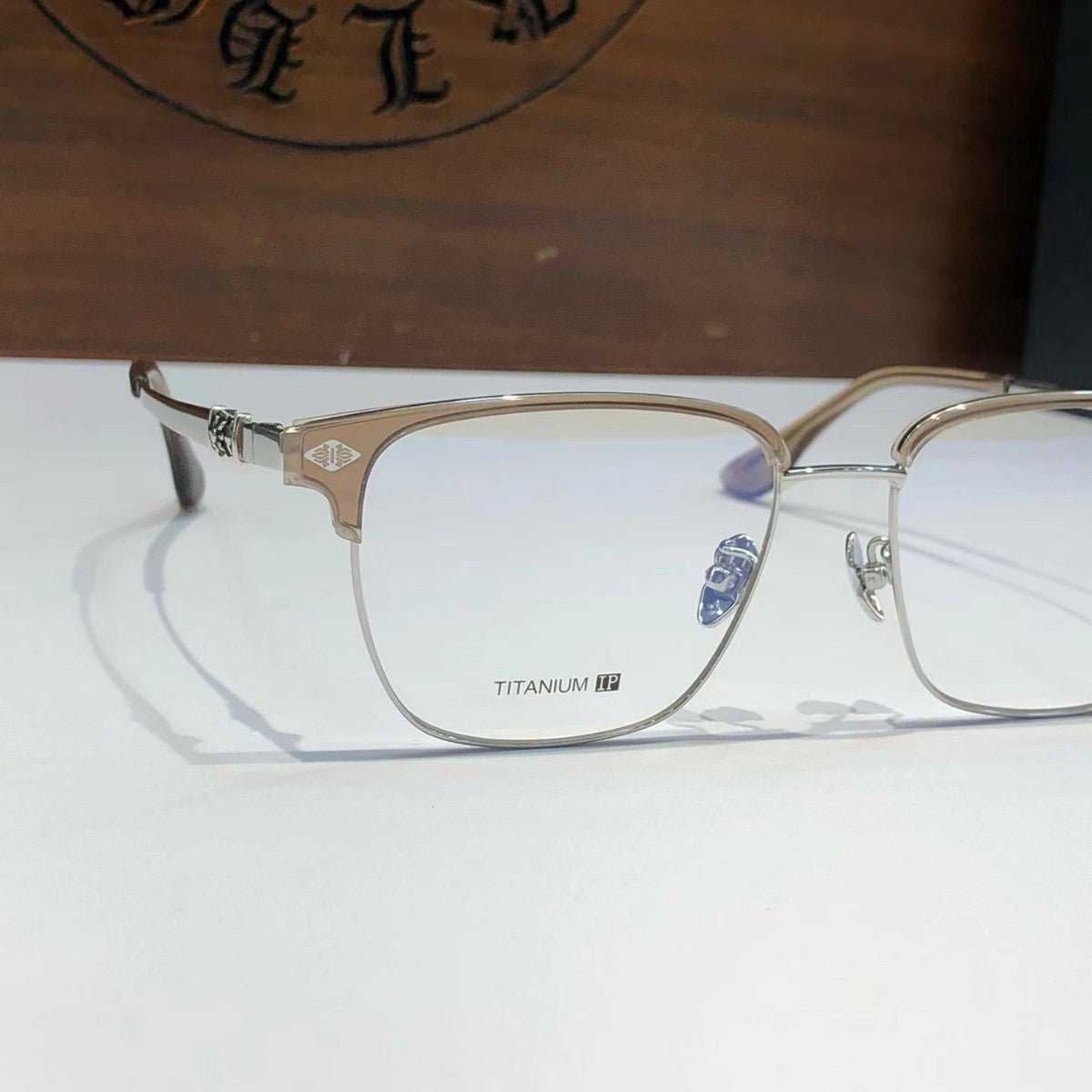 Square Browline Glasses Titanium Half Rim Eyeglasses Frame Browline Prescription Glasses for Men Women Business Optical Frame CH5526 - HP eyeglasses