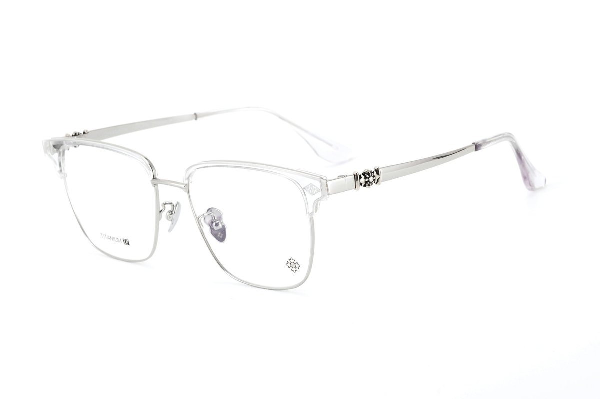 Square Browline Glasses Titanium Half Rim Eyeglasses Frame Browline Prescription Glasses for Men Women Business Optical Frame CH5526 - HP eyeglasses