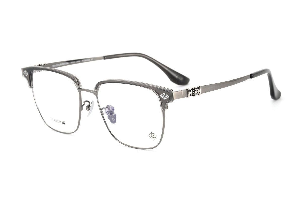 Square Browline Glasses Titanium Half Rim Eyeglasses Frame Browline Prescription Glasses for Men Women Business Optical Frame CH5526 - HP eyeglasses