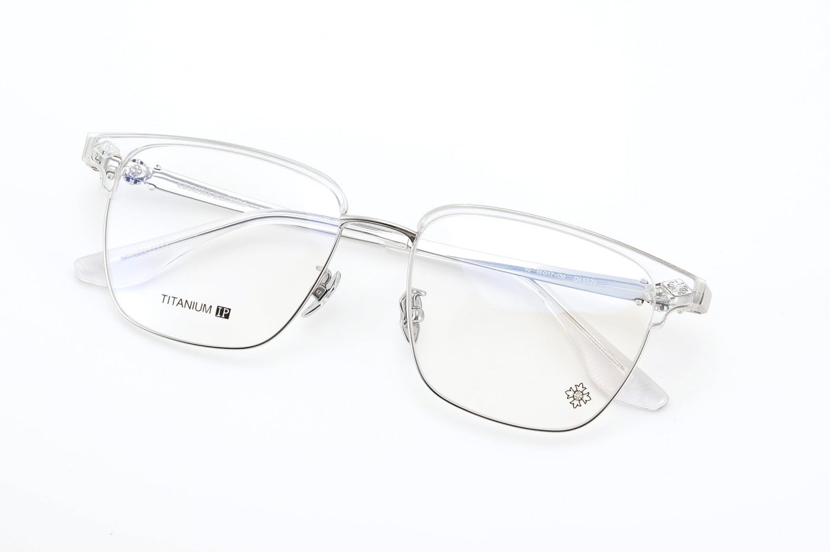 Square Browline Glasses Titanium Half Rim Eyeglasses Frame Browline Prescription Glasses for Men Women Business Optical Frame CH5526 - HP eyeglasses