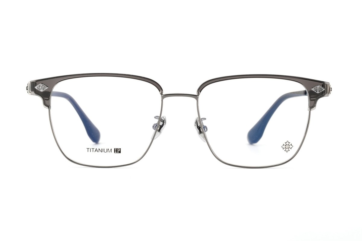 Square Browline Glasses Titanium Half Rim Eyeglasses Frame Browline Prescription Glasses for Men Women Business Optical Frame CH5526 - HP eyeglasses