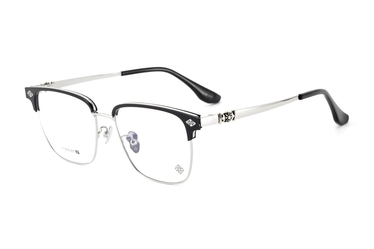 Square Browline Glasses Titanium Half Rim Eyeglasses Frame Browline Prescription Glasses for Men Women Business Optical Frame CH5526 - HP eyeglasses