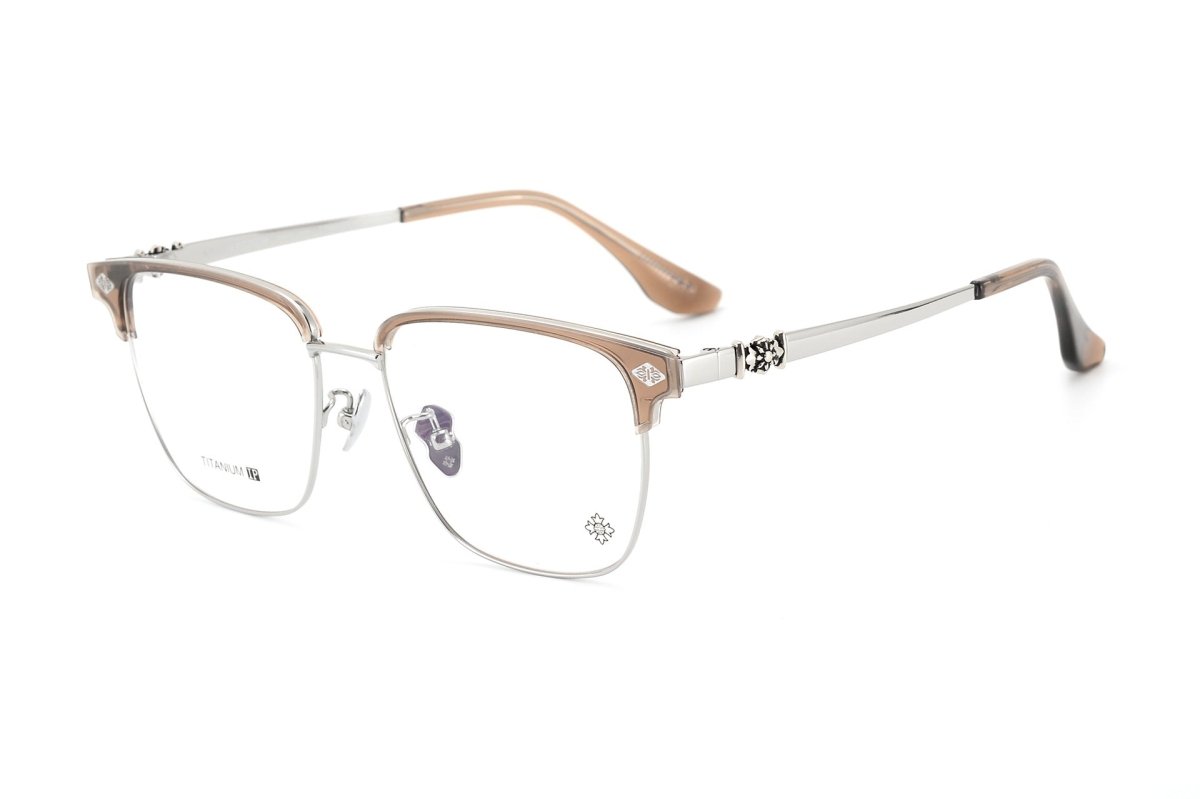 Square Browline Glasses Titanium Half Rim Eyeglasses Frame Browline Prescription Glasses for Men Women Business Optical Frame CH5526 - HP eyeglasses