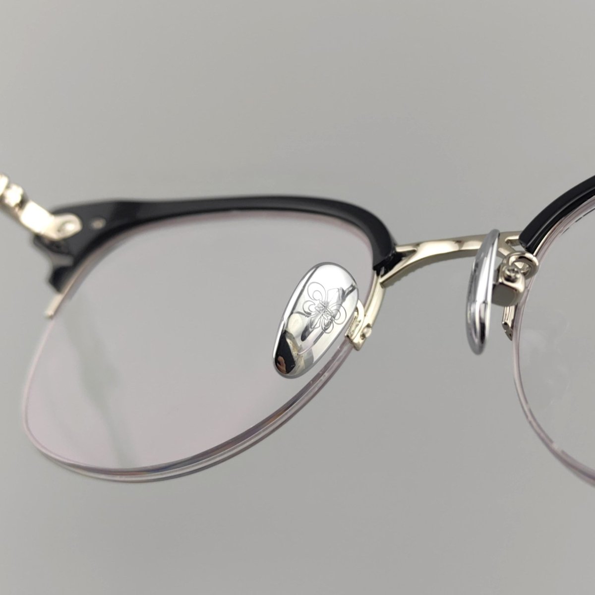 TANG Chrome Hearts Style Browline Glasses Men – Vintage Semi - Rimless Titanium Eyeglass Frame, Gothic Cross Design Optical Glasses for Men & Women - HP eyeglasses