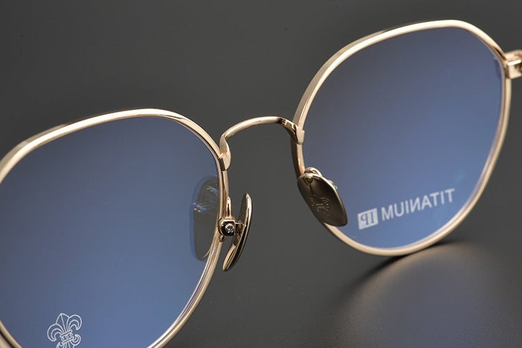 Ultra - Light Full Frame Round Glasses – Gothic - Inspired Titanium Eyewear with Engraved Details | LOWRIDER Men's Vintage Eyeglass Frame - HP eyeglasses
