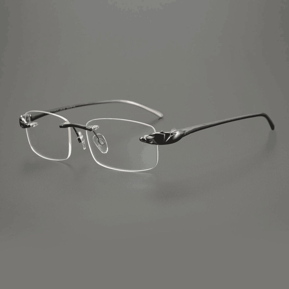 Ultra - Light Pure Titanium Rimless Square Glasses with Panther Head | Prescription Eyewear for Men – 8200875 - HP eyeglasses
