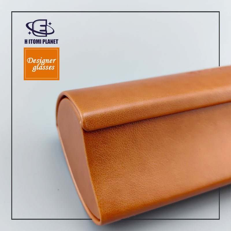 Vintage Brown Leather Glasses Case – Premium Quality Masunaga - Inspired Design, Durable Pressure - Resistant Shell with Soft Velvet Interior for Stylish Optical Eyewear - HP eyeglasses