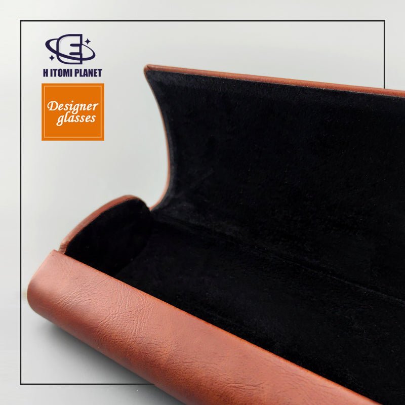 Vintage Brown PU Leather Glasses Case – Durable, Pressure - Resistant, Luxury Sunglasses & Optical Glasses Storage for Men and Women - HP eyeglasses