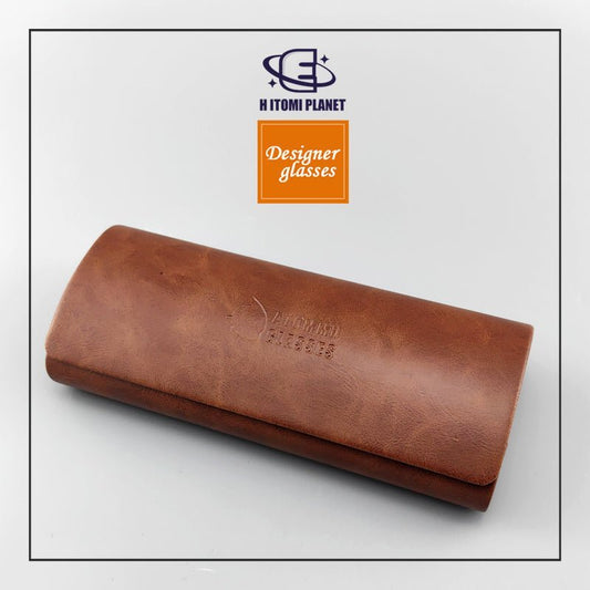 Vintage Brown PU Leather Glasses Case – Durable, Pressure - Resistant, Luxury Sunglasses & Optical Glasses Storage for Men and Women - HP eyeglasses