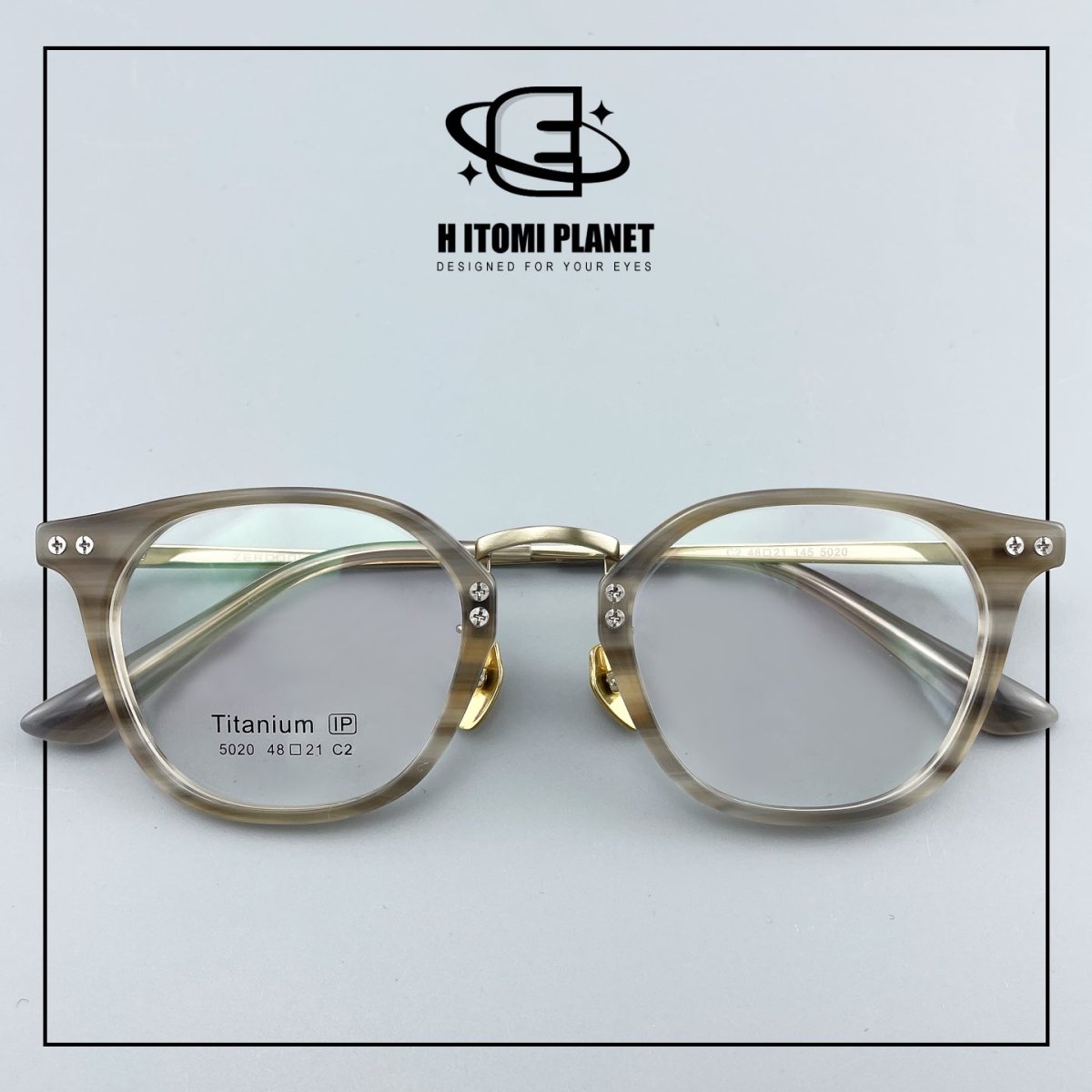 Vintage Small Frame Acetate Glasses with Titanium Temples | Retro Round Optical Eyeglass Frame for High Prescription EO-5020 - HP eyeglasses