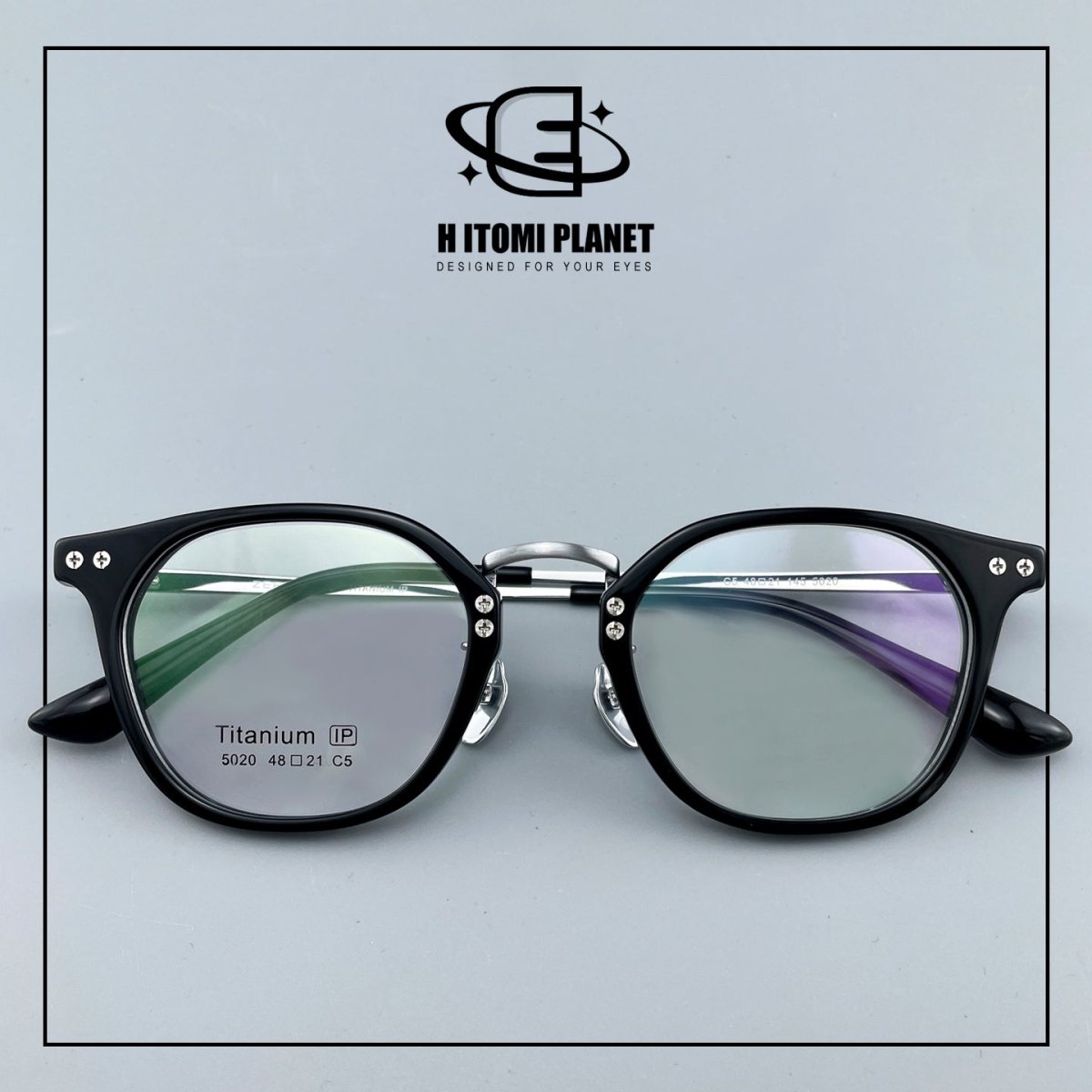 Vintage Small Frame Acetate Glasses with Titanium Temples | Retro Round Optical Eyeglass Frame for High Prescription EO-5020 - HP eyeglasses