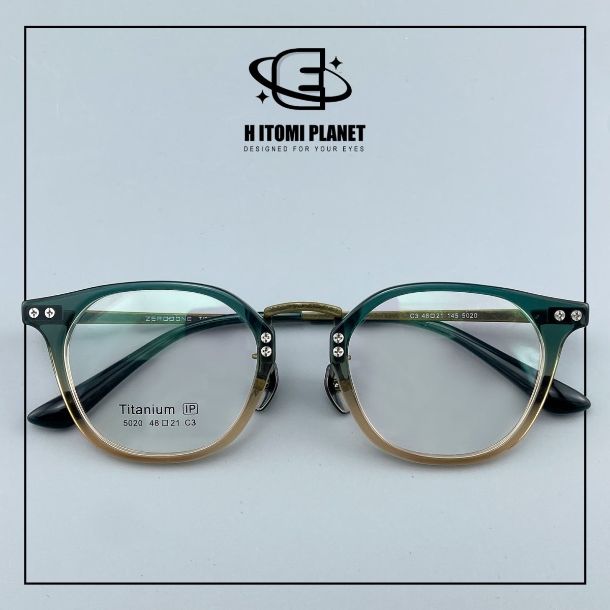 Vintage Small Frame Acetate Glasses with Titanium Temples | Retro Round Optical Eyeglass Frame for High Prescription EO-5020 - HP eyeglasses