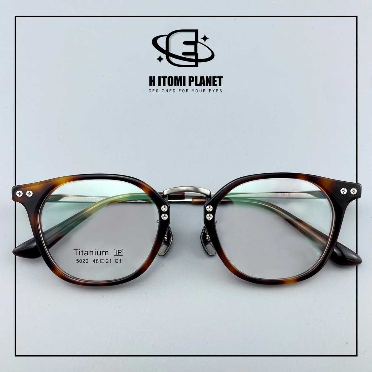 Vintage Small Frame Acetate Glasses with Titanium Temples | Retro Round Optical Eyeglass Frame for High Prescription EO-5020 - HP eyeglasses