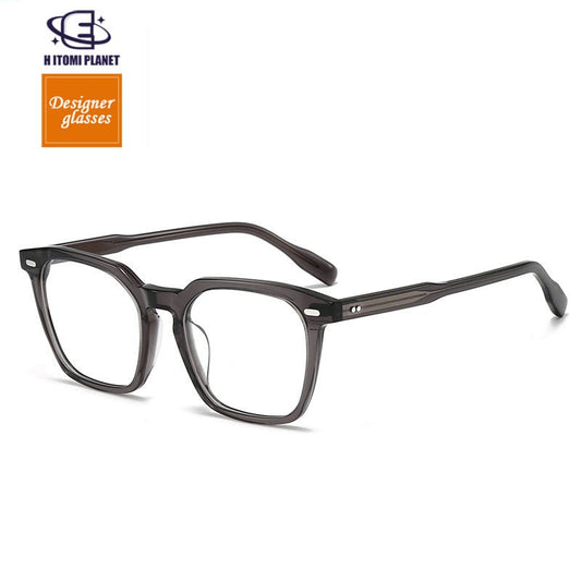 Vintage Square Prescription Glasses | Retro Handmade Rivet Design | Unique Acetate Frame for High Prescription Lenses - HP eyeglasses