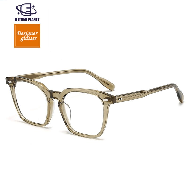 Vintage Square Prescription Glasses | Retro Handmade Rivet Design | Unique Acetate Frame for High Prescription Lenses - HP eyeglasses