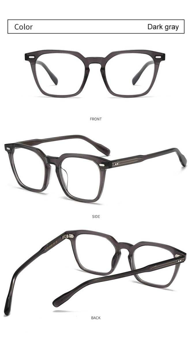 Vintage Square Prescription Glasses | Retro Handmade Rivet Design | Unique Acetate Frame for High Prescription Lenses - HP eyeglasses