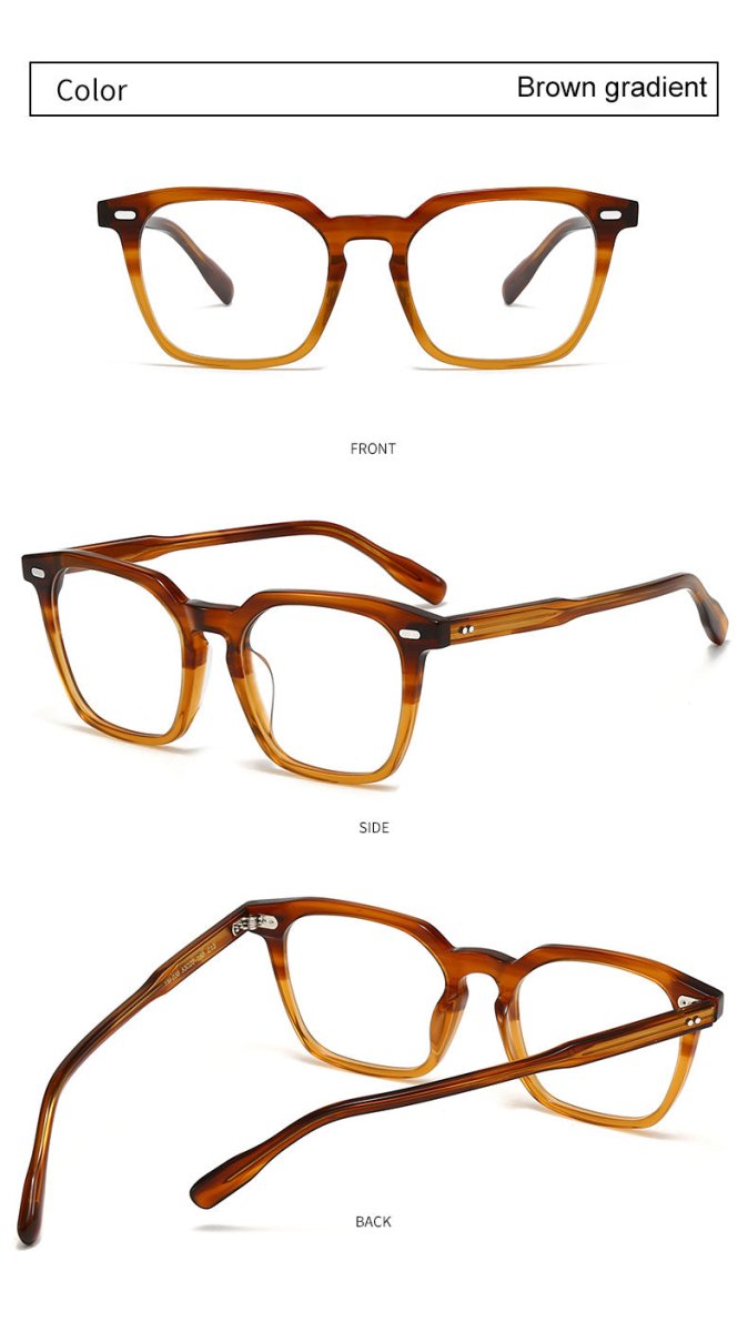 Vintage Square Prescription Glasses | Retro Handmade Rivet Design | Unique Acetate Frame for High Prescription Lenses - HP eyeglasses