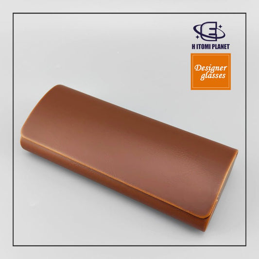 Vintage - Style Crazy Horse Leather Glasses Case – Handmade PU Leather, Durable, Pressure - Resistant Design with Soft Velvet Interior for Sunglasses & Optical Glasses - HP eyeglasses