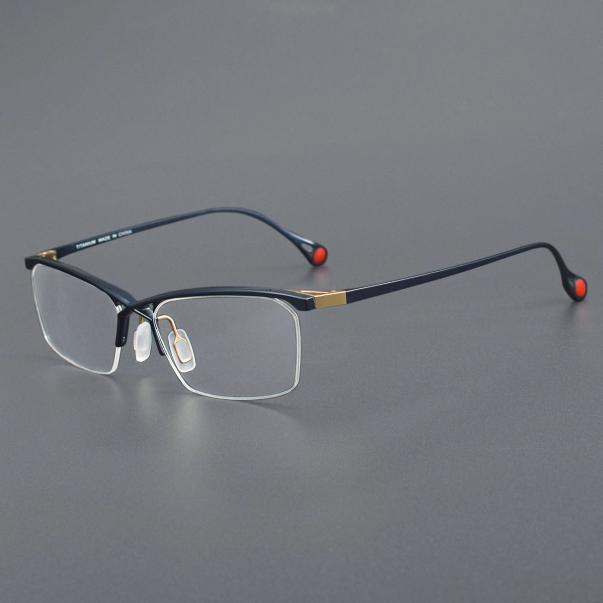 ZY - 222 Okuyama Same Style Titanium Semi - Rimless Glasses – Lightweight Business Eyewear with Hollow Design, Half Frame Prescription Ready - HP eyeglasses