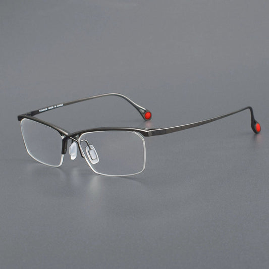 ZY - 222 Okuyama Same Style Titanium Semi - Rimless Glasses – Lightweight Business Eyewear with Hollow Design, Half Frame Prescription Ready - HP eyeglasses
