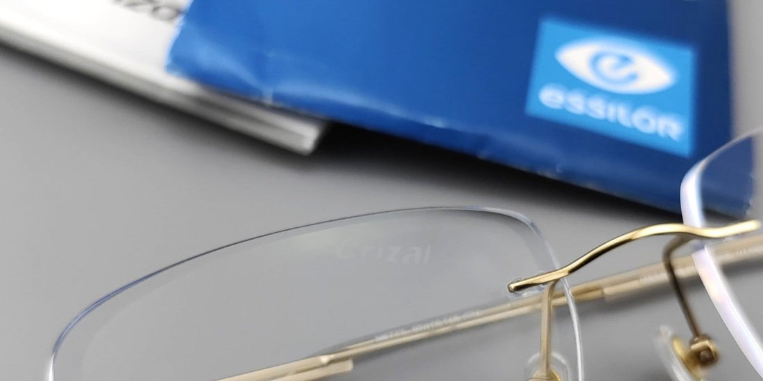 5.00 Prescription Glasses: Japanese Titanium Rimless with Essilor Lenses - HP eyeglasses