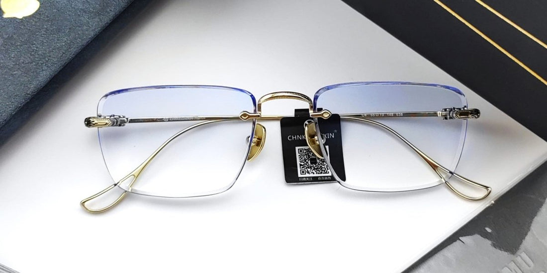 Bespoke Gold Rimless Glasses with ZEISS SmartLife — Luxury Progressive Rimless Glasses Case Study - HP eyeglasses