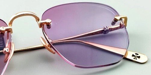 Chrome Hearts Style Rimless Designer Glasses with Pink Photochromic Lenses | Rose Gold Titanium Eyewear - HP eyeglasses