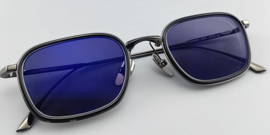 Square Titanium Glasses: -6.00 Prescription with Grey Photochromic Lenses - HP eyeglasses