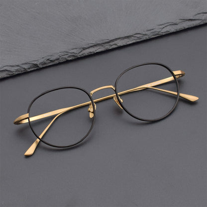Japanese Designer Round Titanium Glasses | Vintage 48mm Lightweight Prescription Eyeglasses for Men & Women ZY-WRICHT