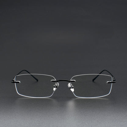 Low-Profile Rimless Glasses | Ultra-Light Pure Titanium Gold Prescription Frame for Men & Women 52021