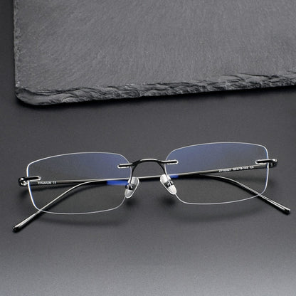 Low-Profile Rimless Glasses | Ultra-Light Pure Titanium Gold Prescription Frame for Men & Women 52021