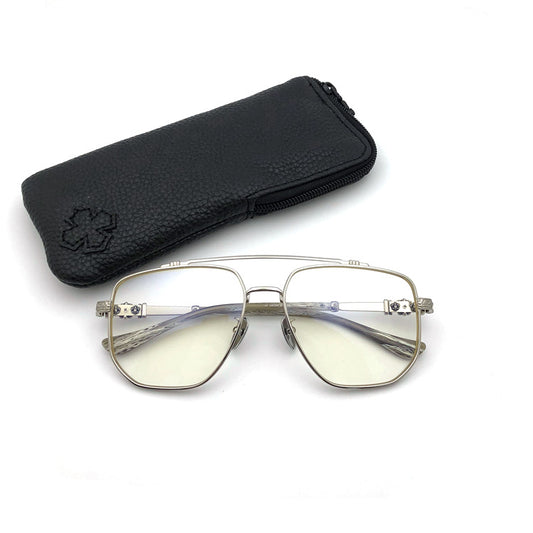 Limited Edition Chrome Hearts Style Aviator Glasses – Oversized Full Frame Double Bridge Eyewear with Vintage Engraved Details CH8077