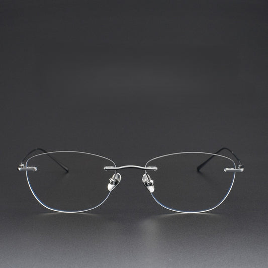 Women's Rimless Cat Eye Glasses | Ultra-Light Pure Titanium Minimalist Prescription Frame ZY52018
