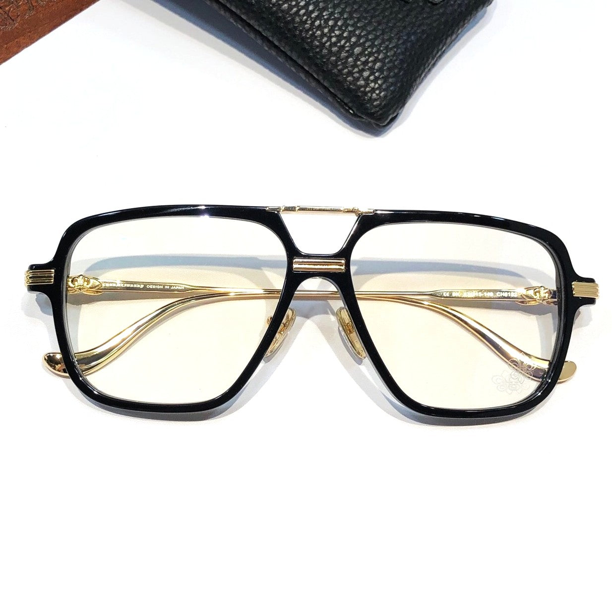 Chrome Hearts-Style Square Aviator Acetate Glasses 57mm Double Bridge Navigator Optical Frame CH8182