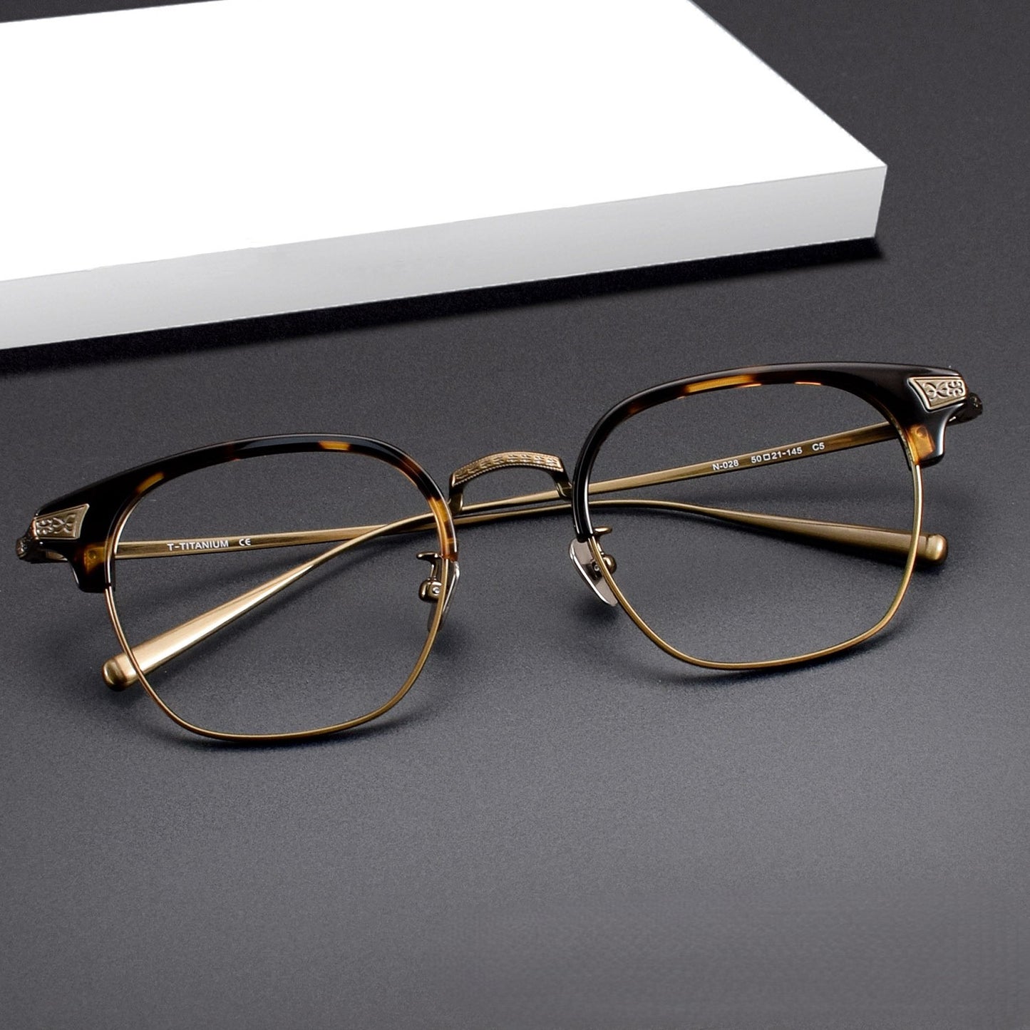 Naito Kumahachi Inspired Pure Titanium Browline Glasses with Acetate Top Frame – Vintage Retro Eyewear N028