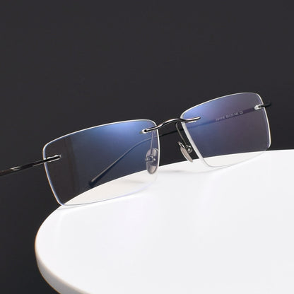 Screwless Pure Titanium Rimless Glasses for Men & Women | Ultra-Light Flexible Prescription Optical Frame XW1818