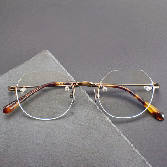 Luxury Rimless Polygon Glasses with Pure Titanium Frame | Designer Optical Eyeglasses ZY008
