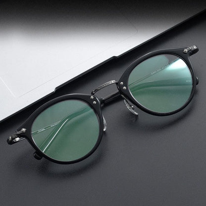 Japanese Vintage Round Glasses | Handmade Acetate & Pure Titanium Lightweight Prescription Eyewear 805