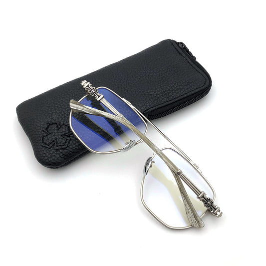 Limited Edition Chrome Hearts Style Aviator Glasses – Oversized Full Frame Double Bridge Eyewear with Vintage Engraved Details CH8077