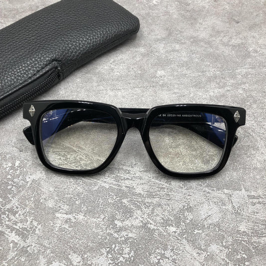 Chrome Hearts-Style Oversized Square Acetate Eyeglasses – Designer Full Rim Gothic Cross Optical Frame AMBIDXTROUS