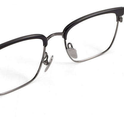 Wide Fit Browline Glasses for Men | Lightweight Titanium Square Acetate Frame for Large Heads SH0060