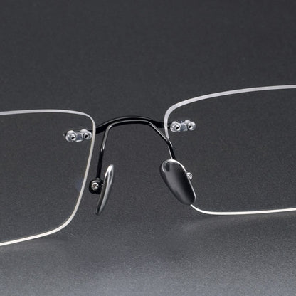 Ultra-Light Pure Titanium Rimless Glasses for Men | Business Prescription Optical Frame with Photochromic Lens Option 52015