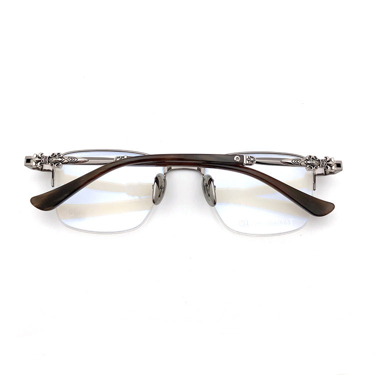 Gothic Titanium Semi-Rimless Square Glasses for Men & Women – CH8088