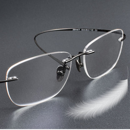 Luxury Pure Titanium Rimless Glasses | Screwless Ultra-Light Gold Optical Frame for Men & Women XW1817